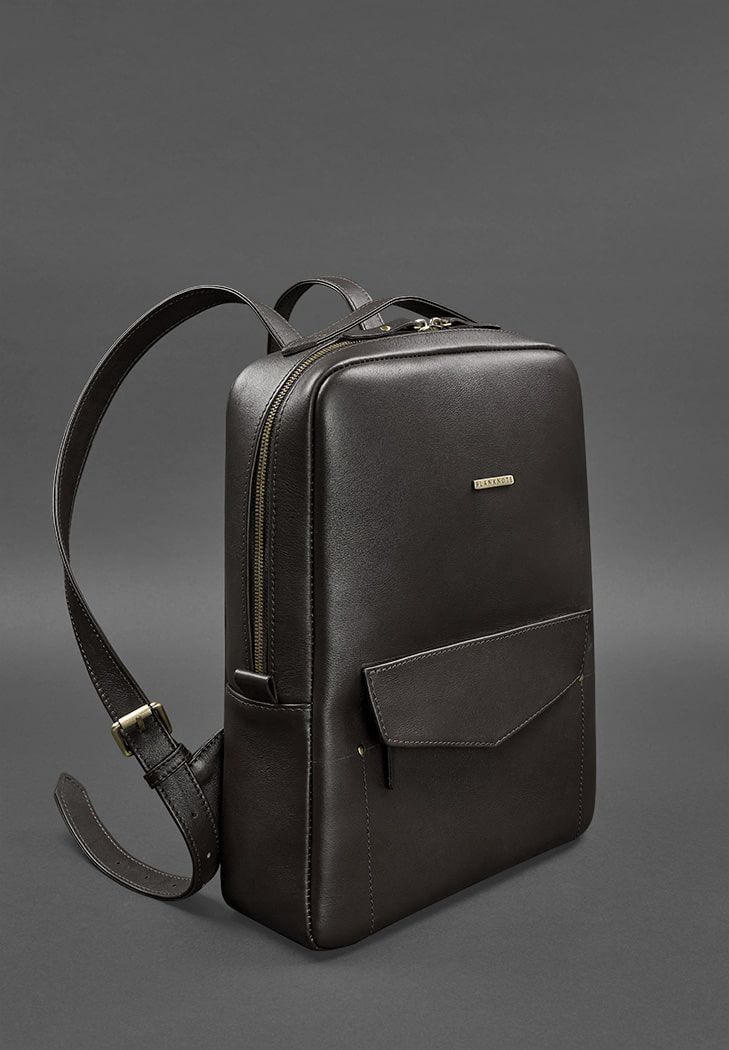 Шкіряний жіночий міський рюкзак на блискавці Cooper темно-коричневий BN-BAG-19-choko фото