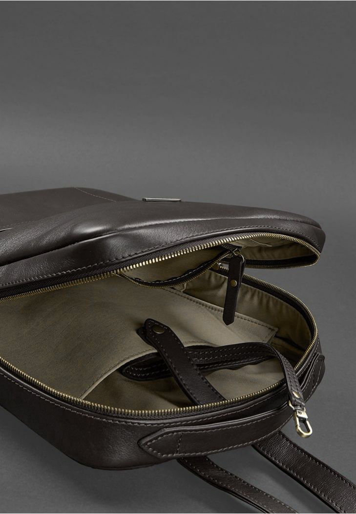 Шкіряний жіночий міський рюкзак на блискавці Cooper темно-коричневий BN-BAG-19-choko фото