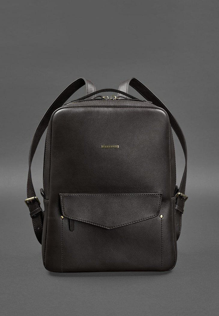 Шкіряний жіночий міський рюкзак на блискавці Cooper темно-коричневий BN-BAG-19-choko фото