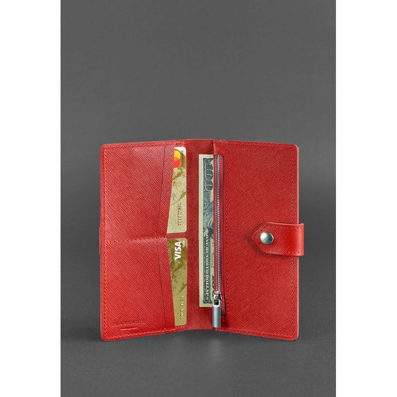 Шкіряне портмоне 3.1 червоне Saffiano BN-PM-3-1-bw-red фото