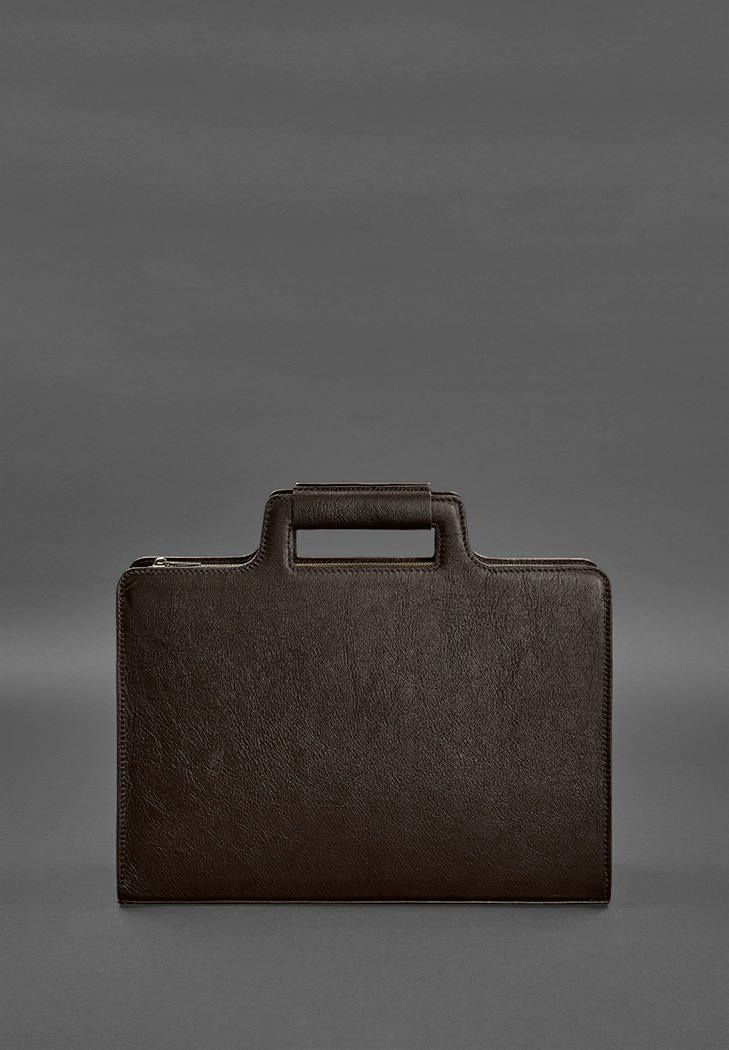 Шкіряна сумка для ноутбука та документів темно-коричнева краст BN-BAG-36-choko фото