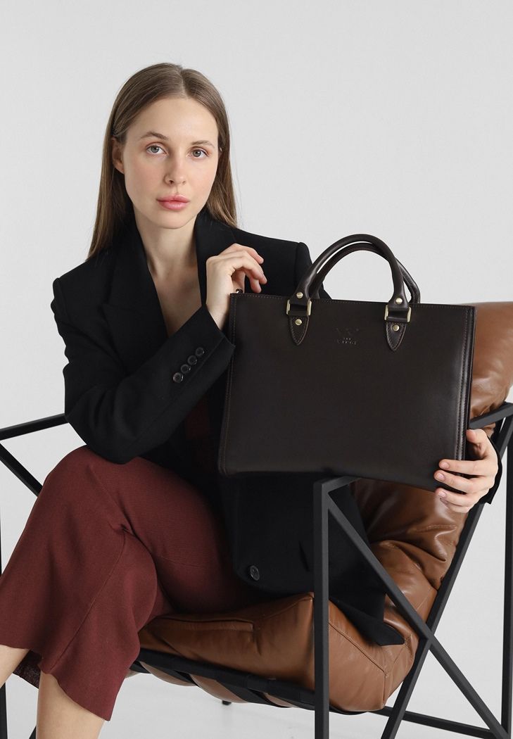 Жіноча шкіряна сумка Fancy A4 коричнева краст TW-Fency-A4-brown фото