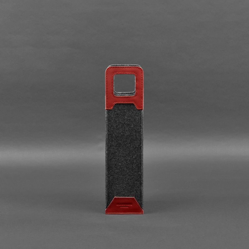 Чехол для вина 1.0 из фетра с кожаными вставками Красный Краст BN-WC-1-red фото