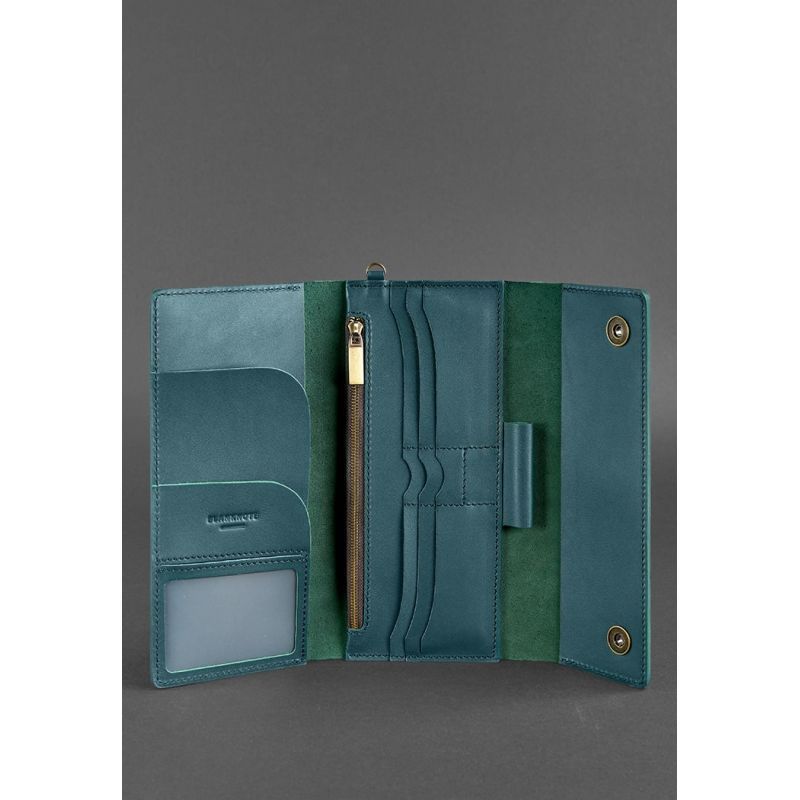 Шкіряний клатч-органайзер (Тревел-кейс) 5.0 зелений BN-TK-5-malachite фото