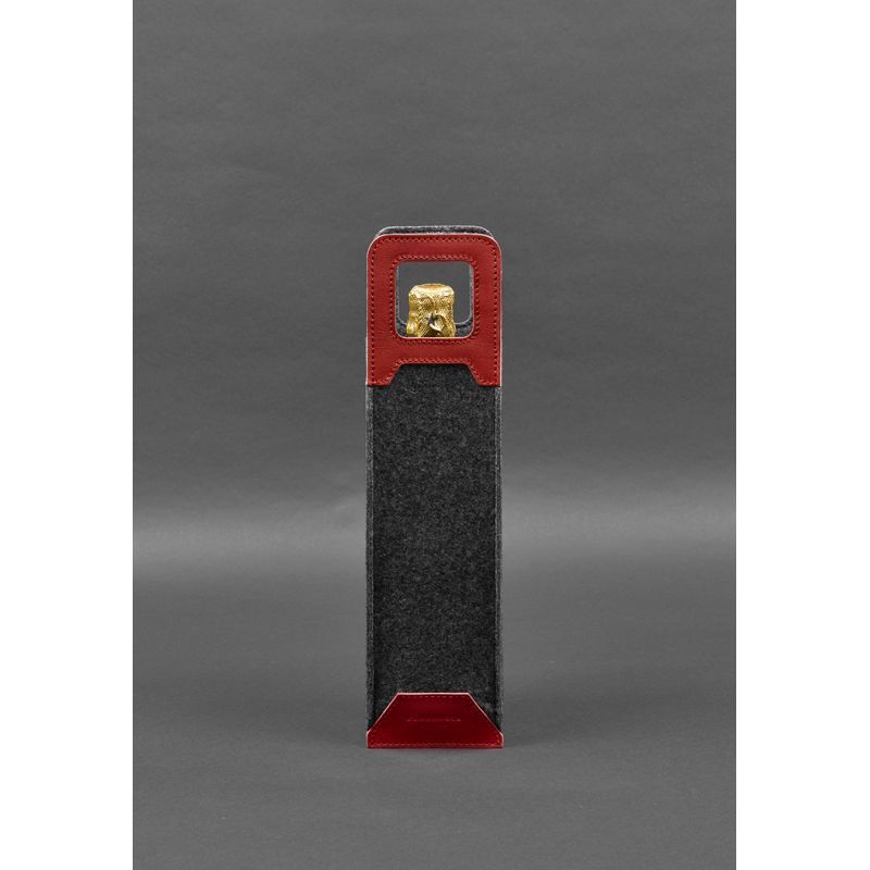 Чехол для вина 1.0 из фетра с кожаными вставками Красный Краст BN-WC-1-red фото