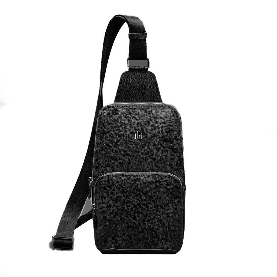 Шкіряний чоловічий рюкзак (сумка-слінг) на одне плече Blackwood чорний BN-BAG-49-bw фото