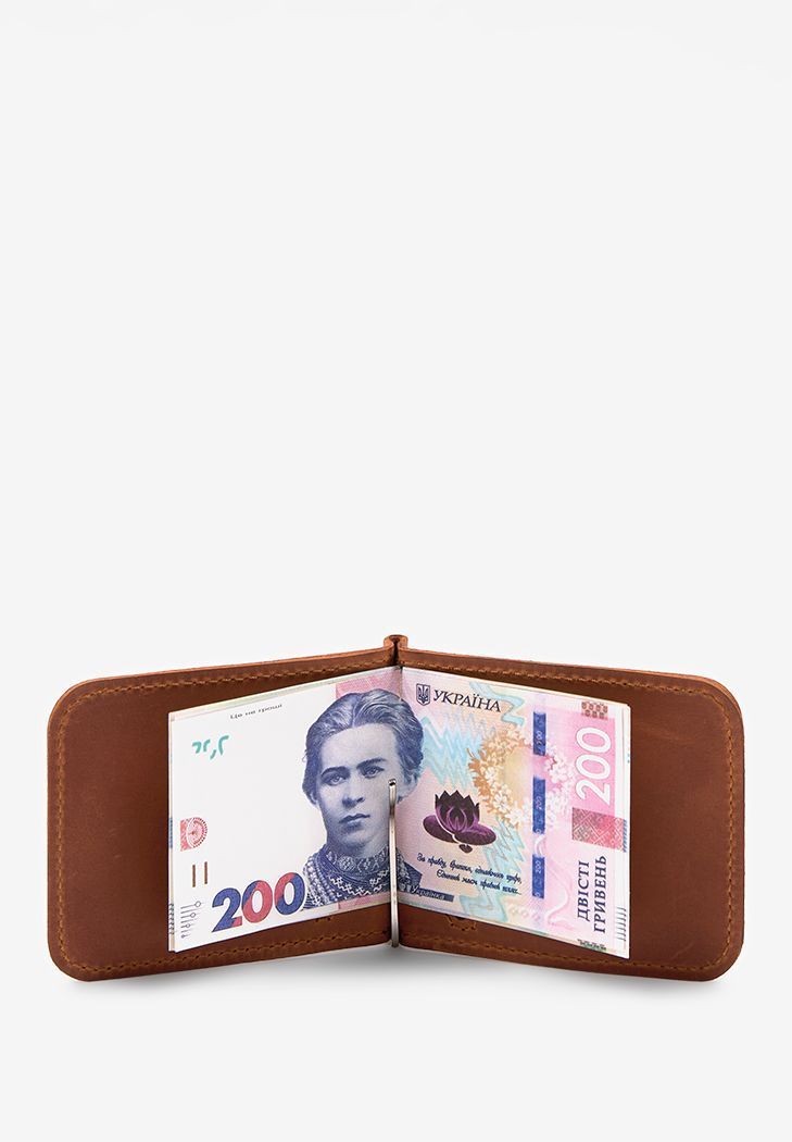 Затиск для грошей світло-коричневий вінтаж TW-MoneyClip-kon-crz фото