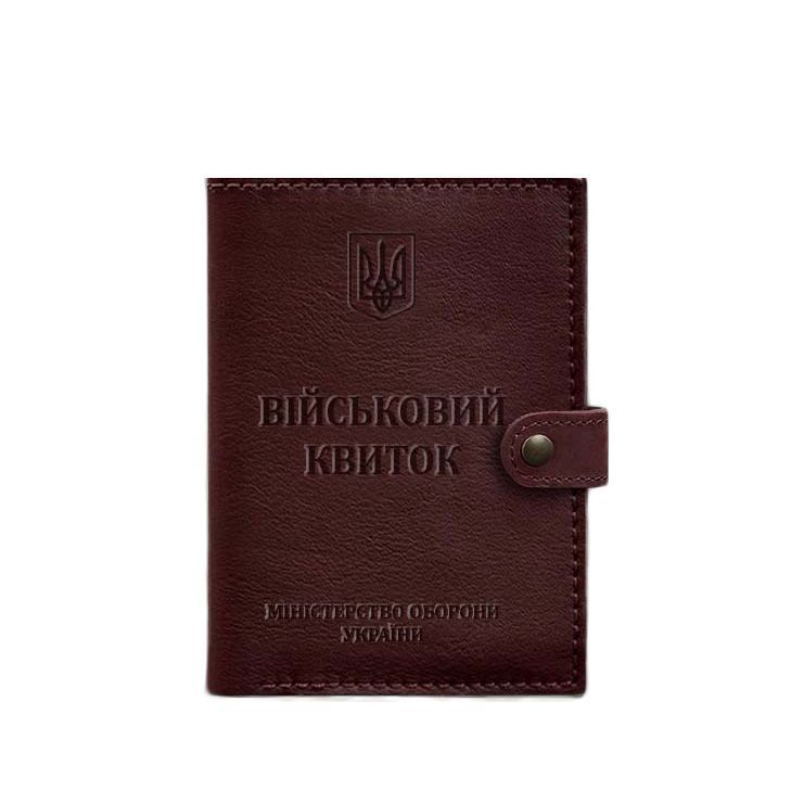 Шкіряна обкладинка-портмоне для військового квитка 15.0 бордова BN-OP-15-vin фото