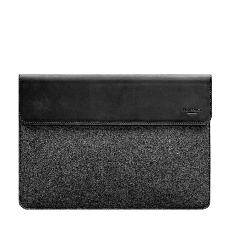 Чохол-конверт із клапаном шкіра+фетр для MacBook 14" Чорний Crazy Horse BN-GC-14-1-g-kr-felt-d фото