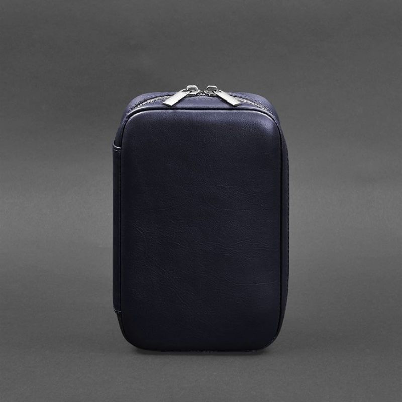 Шкіряна косметичка-несесер 7.0 синій краст BN-CB-7-navy-blue фото