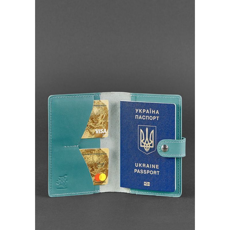 Кожаная обложка для паспорта 3.0 бирюзовая BN-OP-3-tiffany фото