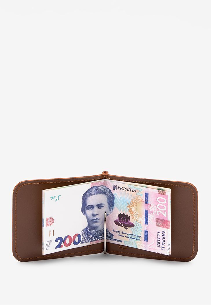 Затиск для грошей світло-коричневий TW-MoneyClip-kon-ksr фото
