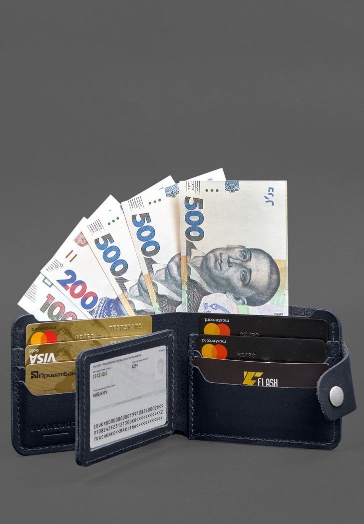 Шкіряне портмоне 9.1 Синій BN-PM-9-1-navy-blue фото