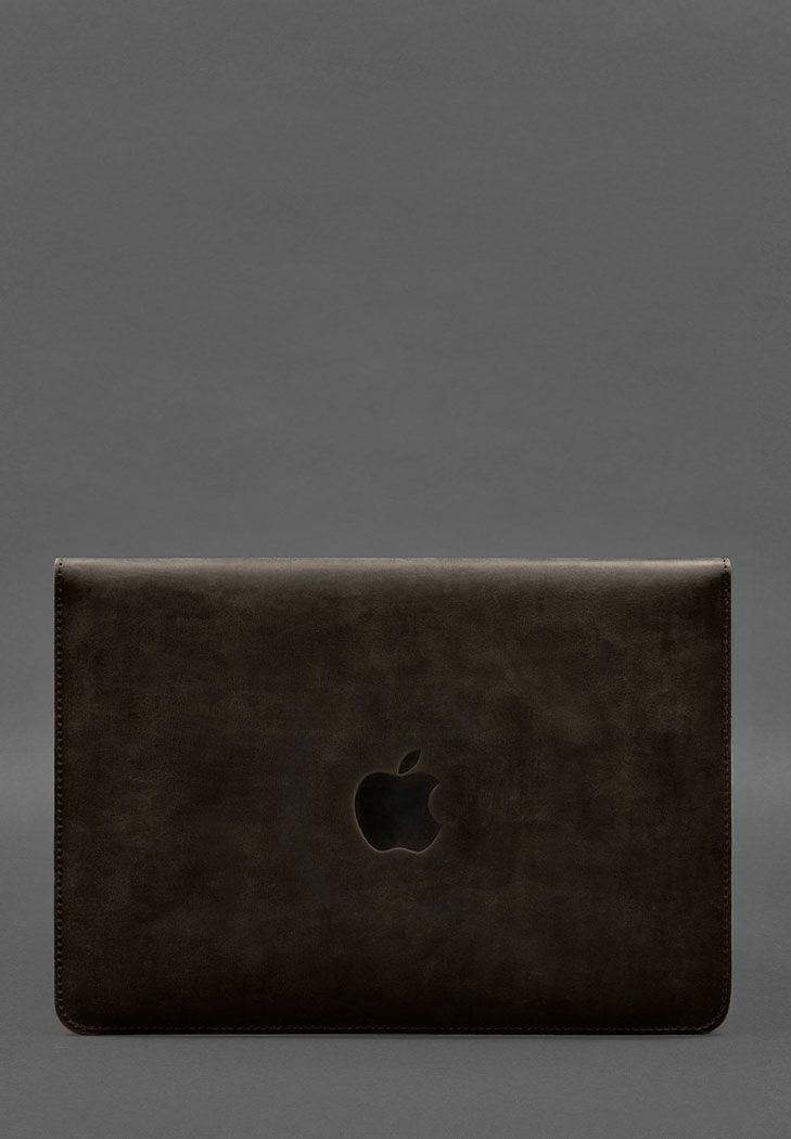 Чохол-конверт із клапаном шкіра+фетр для MacBook 13" Темно-коричневий Crazy Horse BN-GC-13-1-o-felt-d фото