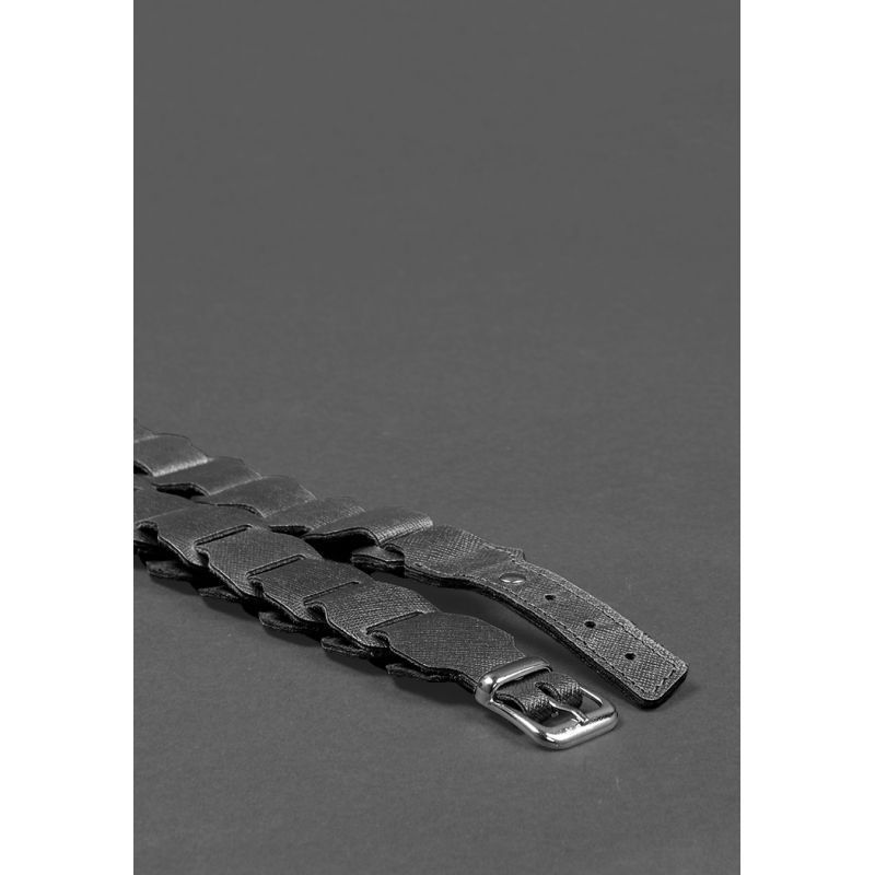 Жіночий шкіряний бохо-ремінь чорний Saffiano BN-BELT-1-blackwood фото