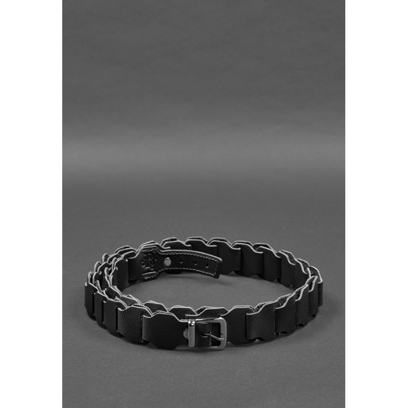 Жіночий шкіряний бохо-ремінь чорний Saffiano BN-BELT-1-blackwood фото