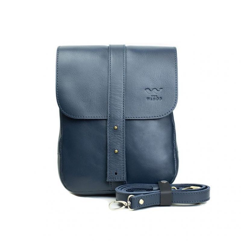 Чоловіча шкіряна сумка Mini Bag синя TW-Mini-bag-m-dark-blue фото