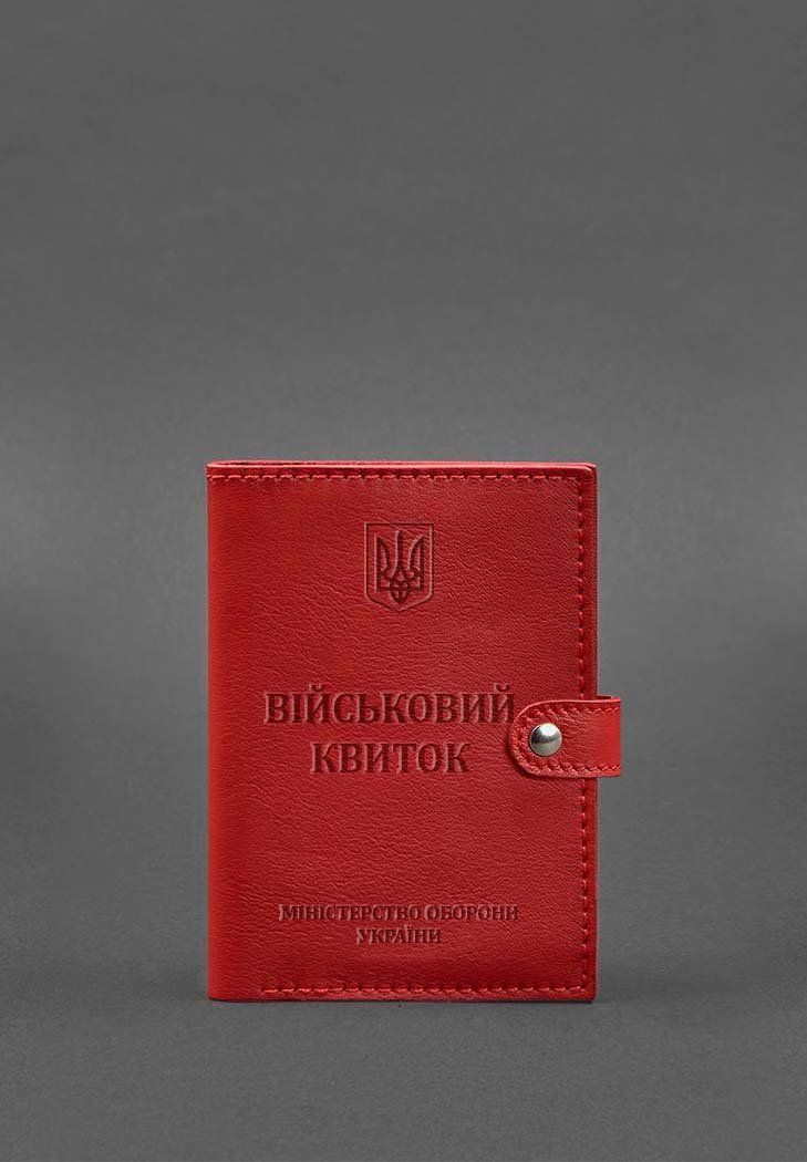 Шкіряна обкладинка-портмоне для військового квитка 15.0 червона BN-OP-15-red фото