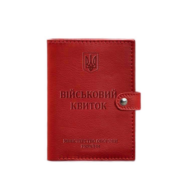Шкіряна обкладинка-портмоне для військового квитка 15.0 червона BN-OP-15-red фото