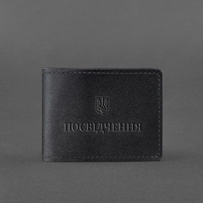 Универсальная кожаная обложка для удостоверения Черная BN-IDC-3-g фото