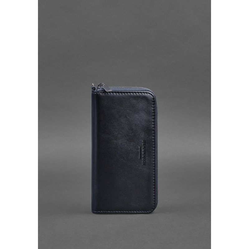 Кожаное портмоне на молнии 6.1 Темно-синее BN-PM-6-1-navy-blue фото