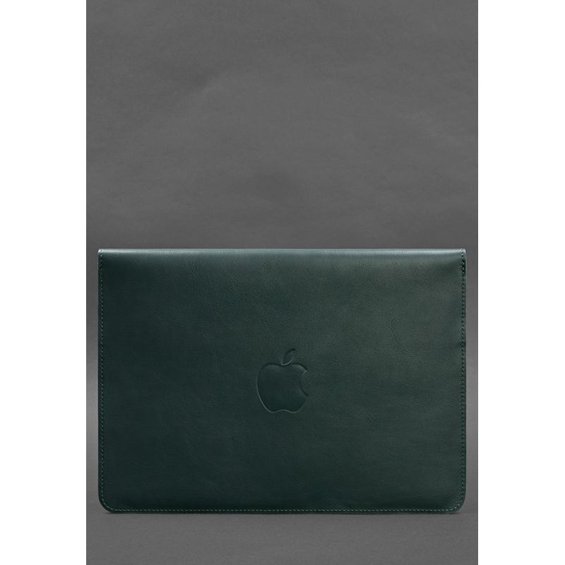 Кожаный чехол-конверт на магнитах для MacBook 16 дюйм Зеленый BN-GC-12-malachite фото