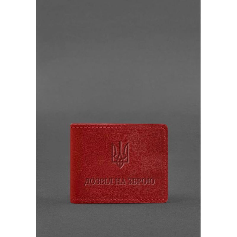 Шкіряна обкладинка для дозволу на зброю червона BN-OP-12-red фото