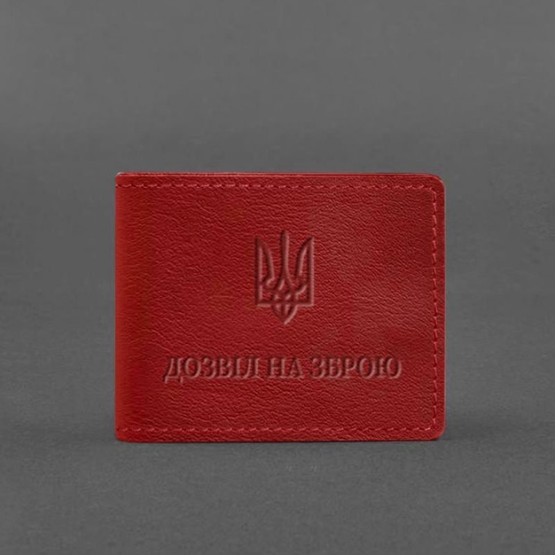 Шкіряна обкладинка для дозволу на зброю червона BN-OP-12-red фото