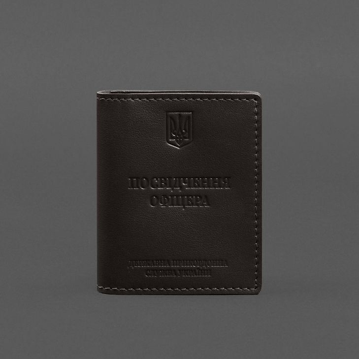 Шкіряна обкладинка для посвідчення офіцера ДПСУ (три кишені) темно-коричнева BN-OP-30-choko фото