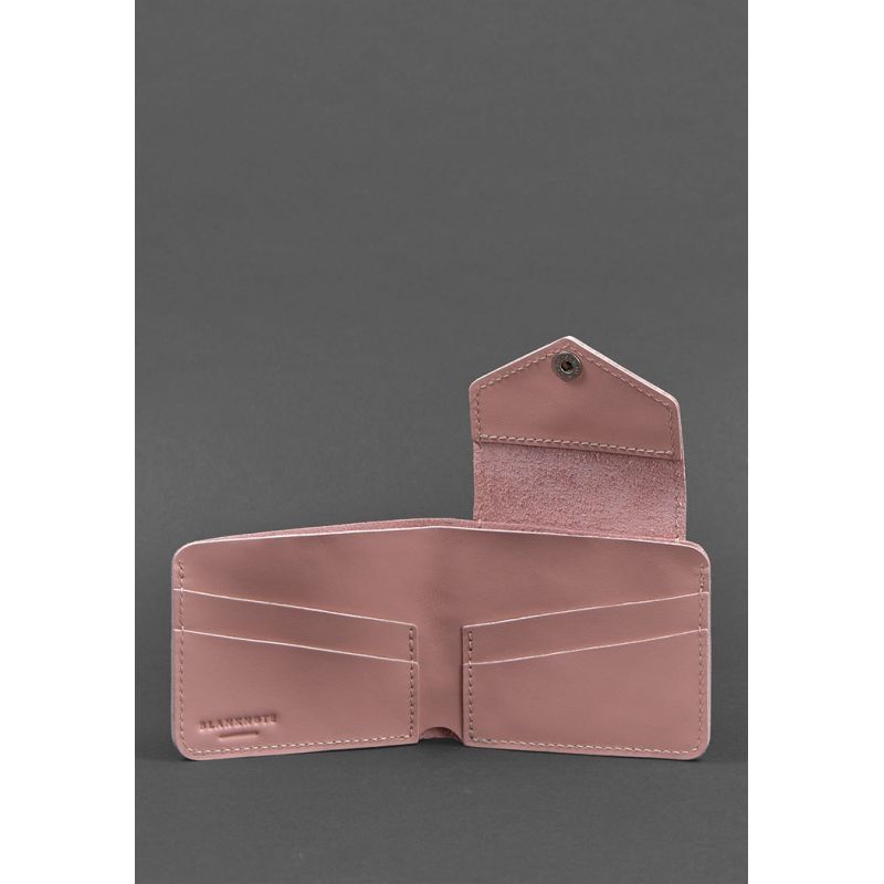 Шкіряне портмоне 4.2 на кнопці рожеве BN-PM-4-2-pink-peach фото