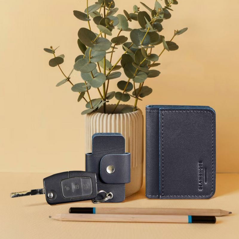 Набір шкіряних аксесуарів AUTO темно-синій BN-auto-navy-blue фото