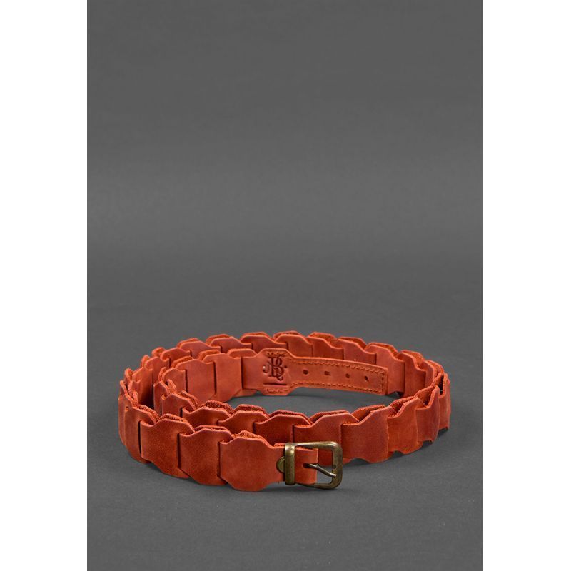 Жіночий шкіряний бохо-ремінь кораловий BN-BELT-1-coral фото