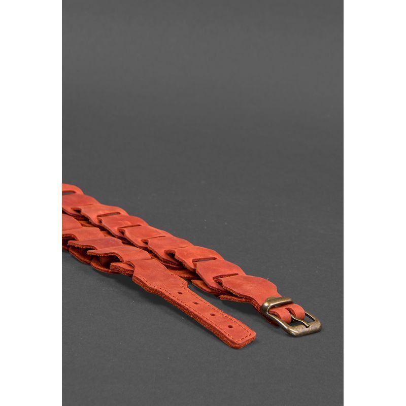 Жіночий шкіряний бохо-ремінь кораловий BN-BELT-1-coral фото