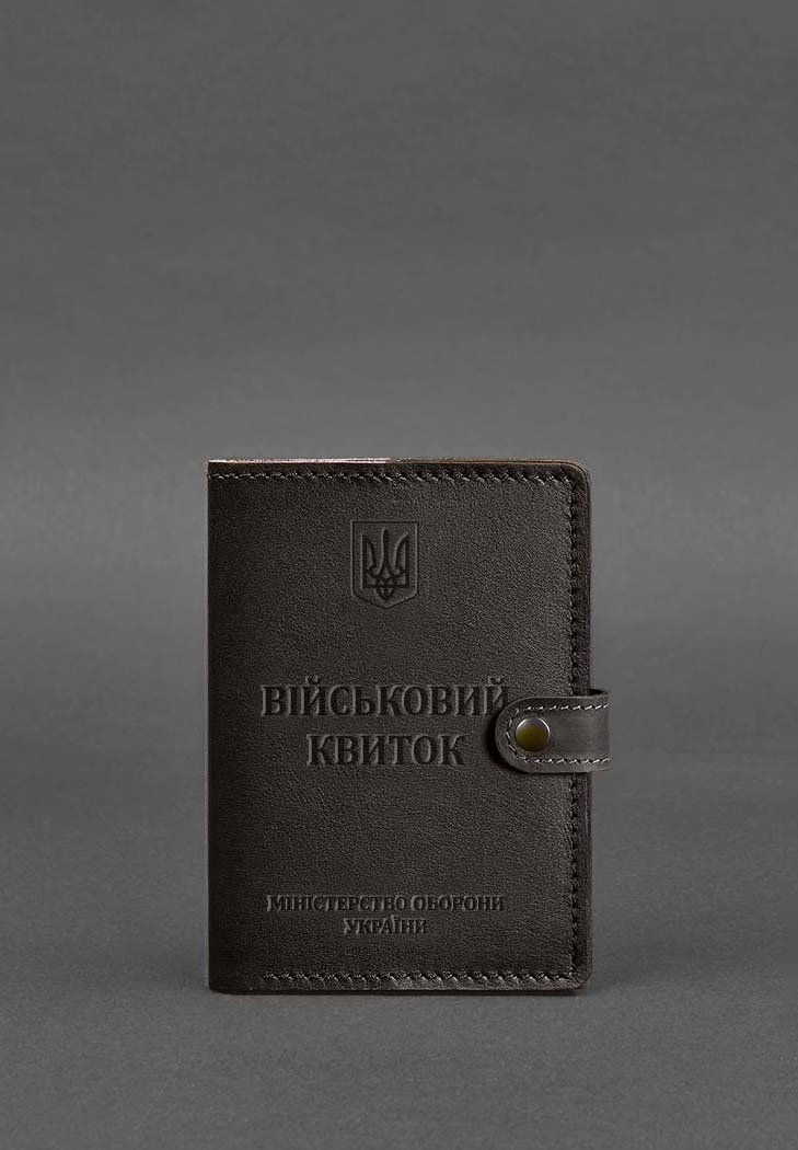 Шкіряна обкладинка-портмоне для військового квитка 15.0 темно-коричнева BN-OP-15-choko фото