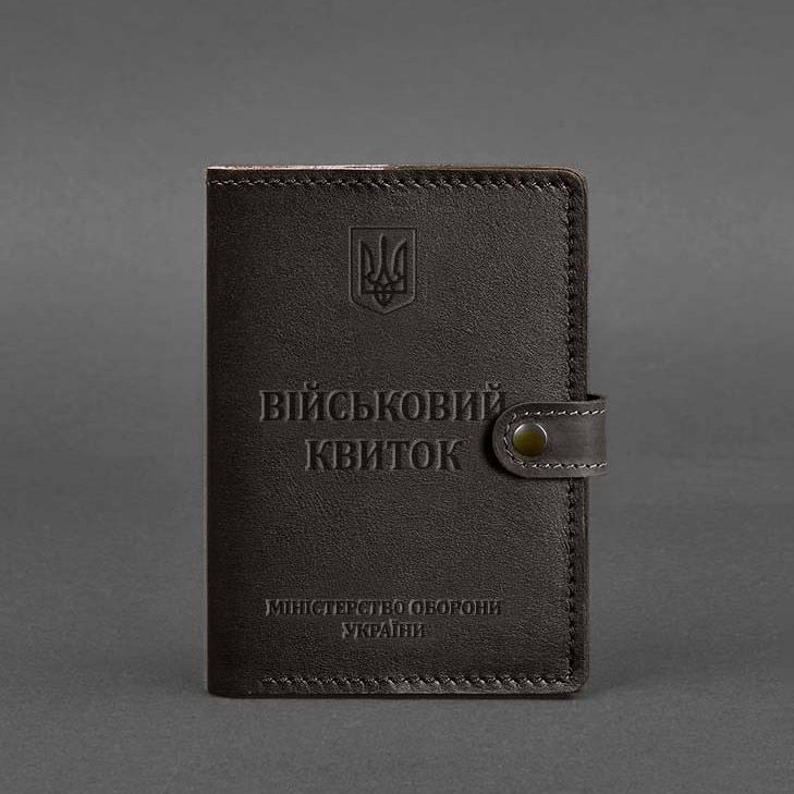 Шкіряна обкладинка-портмоне для військового квитка 15.0 темно-коричнева BN-OP-15-choko фото