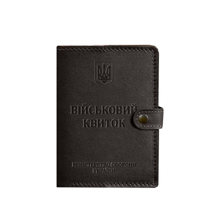 Шкіряна обкладинка-портмоне для військового квитка 15.0 темно-коричнева BN-OP-15-choko фото