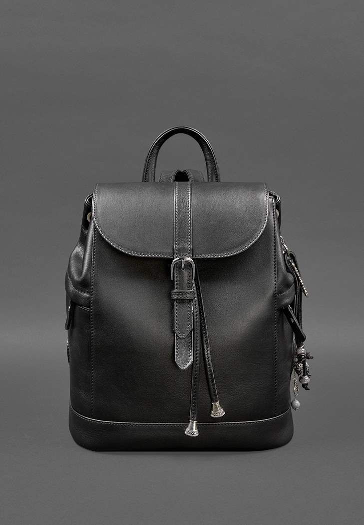 Шкіряний жіночий рюкзак Олсен чорний краст BN-BAG-13-g фото