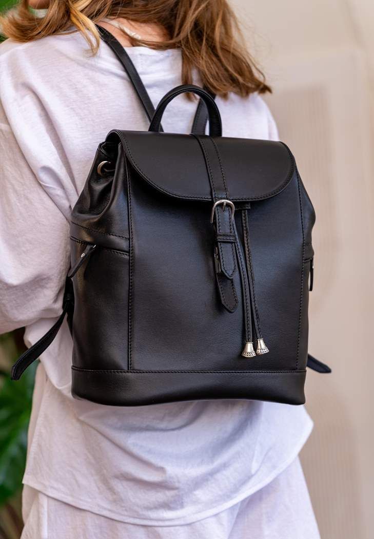 Шкіряний жіночий рюкзак Олсен чорний краст BN-BAG-13-g фото