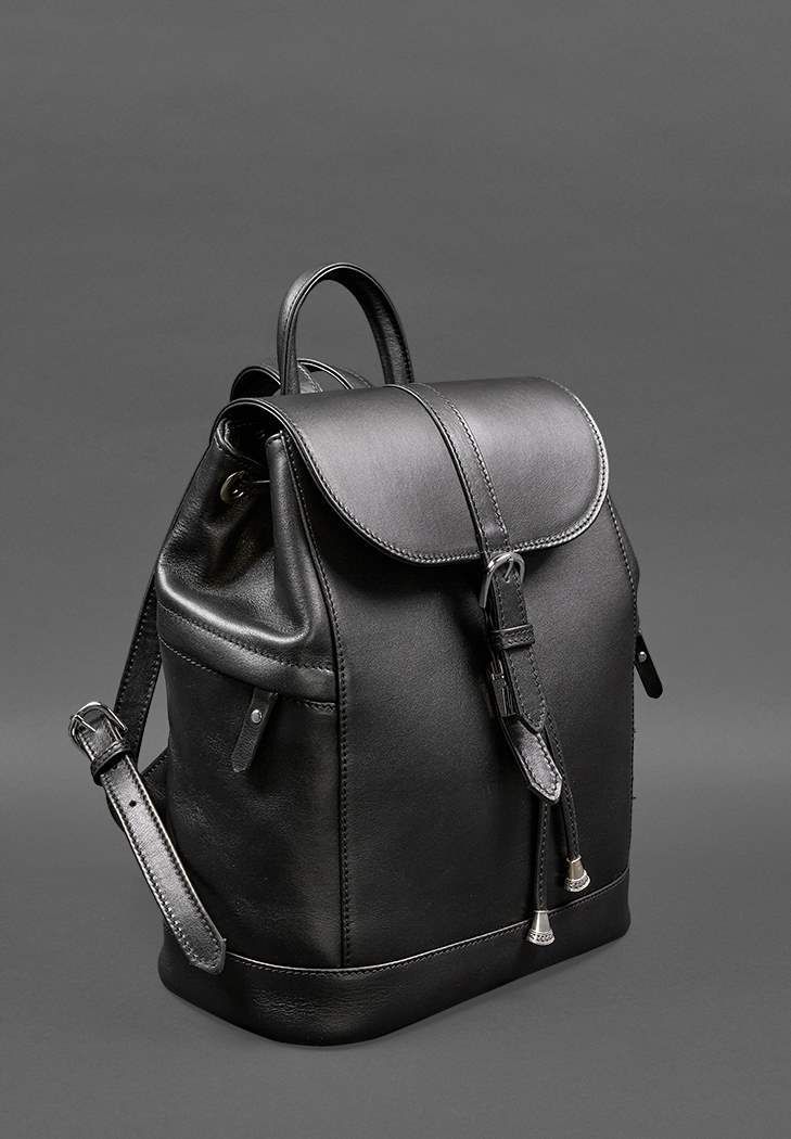 Шкіряний жіночий рюкзак Олсен чорний краст BN-BAG-13-g фото