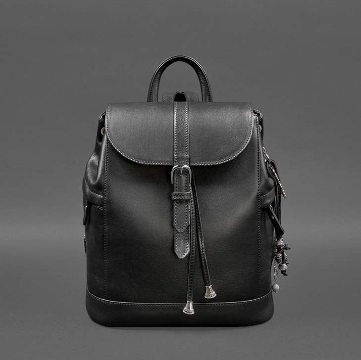 Шкіряний жіночий рюкзак Олсен чорний краст BN-BAG-13-g фото