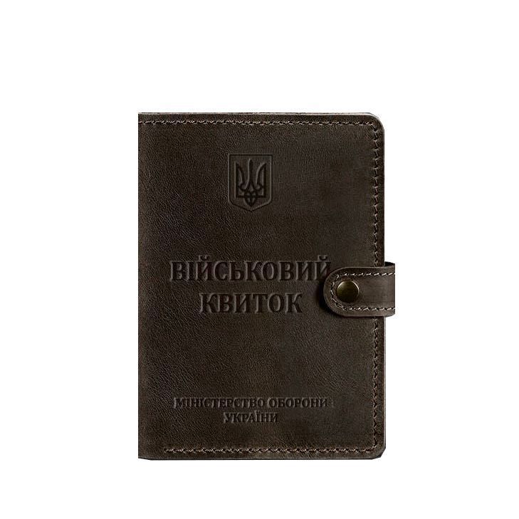 Шкіряна обкладинка-портмоне для військового квитка 15.0 темно-коричнева Crazy Horse BN-OP-15-o фото