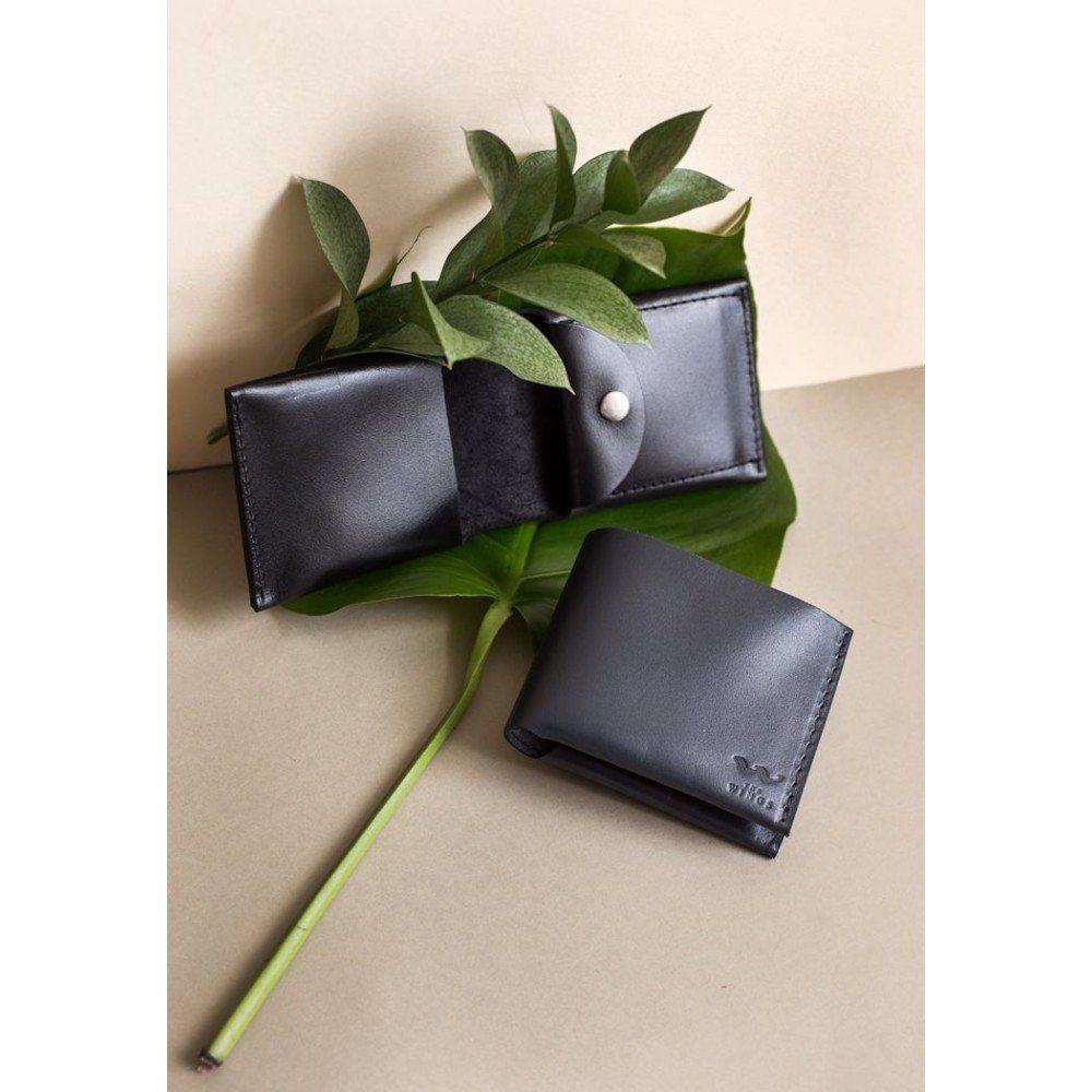 Кожаный кошелек Mini с монетницей черный TW-PM-1-1-black-ksr фото