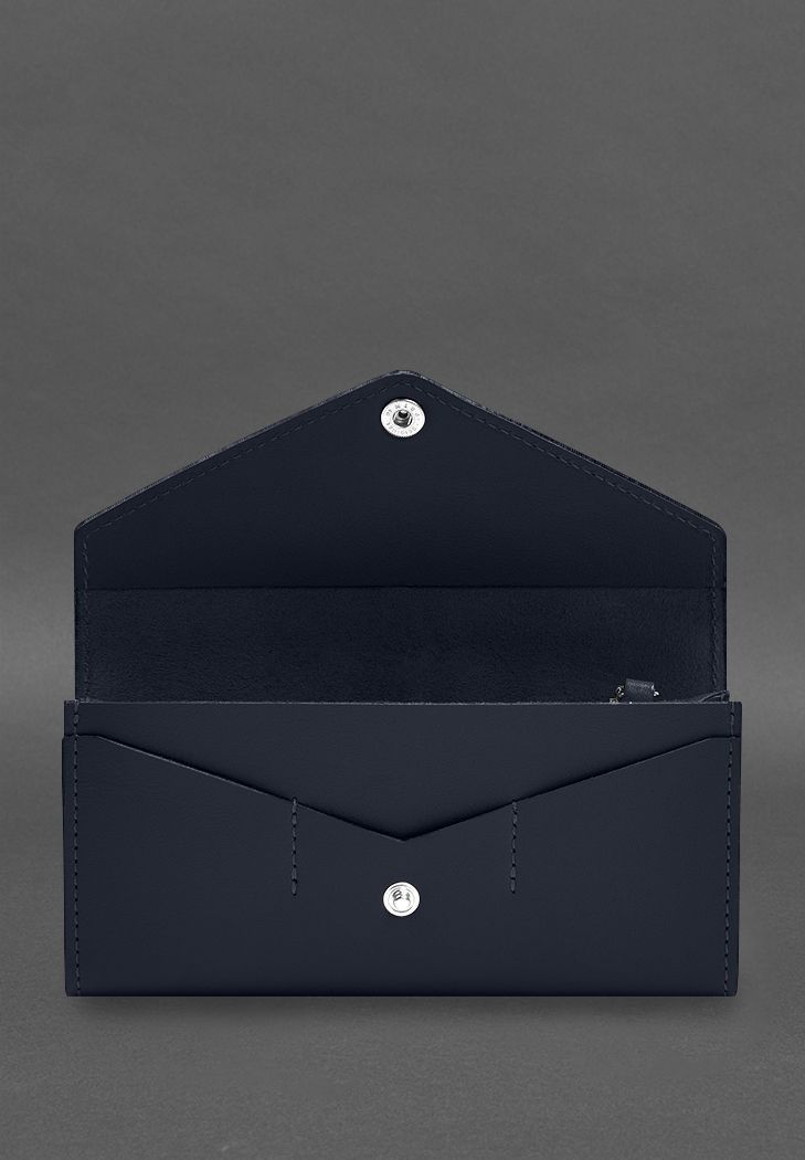 Шкіряний клатч (портмоне) на кнопці 5.0 Синій BN-KLATCH-5-navy-blue фото
