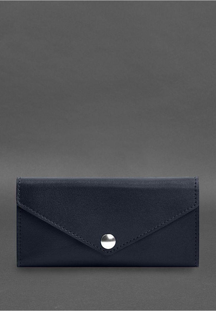 Шкіряний клатч (портмоне) на кнопці 5.0 Синій BN-KLATCH-5-navy-blue фото