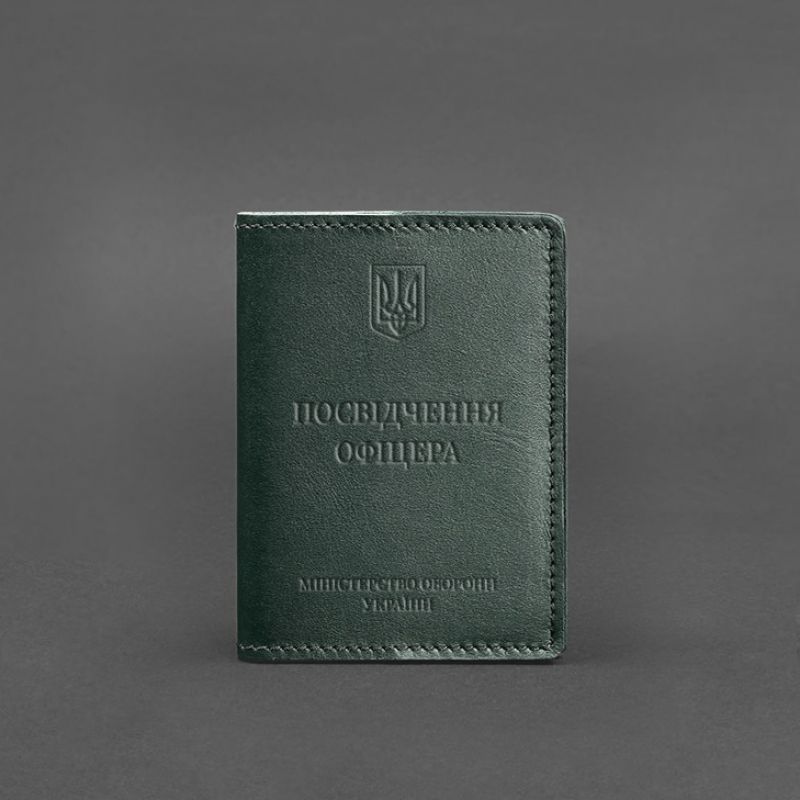 Кожаная обложка для удостоверения офицера 9.0 зеленая BN-OP-9-malachite фото