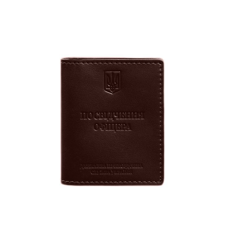 Шкіряна обкладинка для посвідчення офіцера ДПСУ (три кишені) бордова BN-OP-30-vin фото