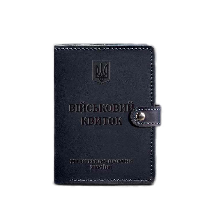 Шкіряна обкладинка-портмоне для військового квитка 15.0 темно-синя Crazy Horse BN-OP-15-nn фото