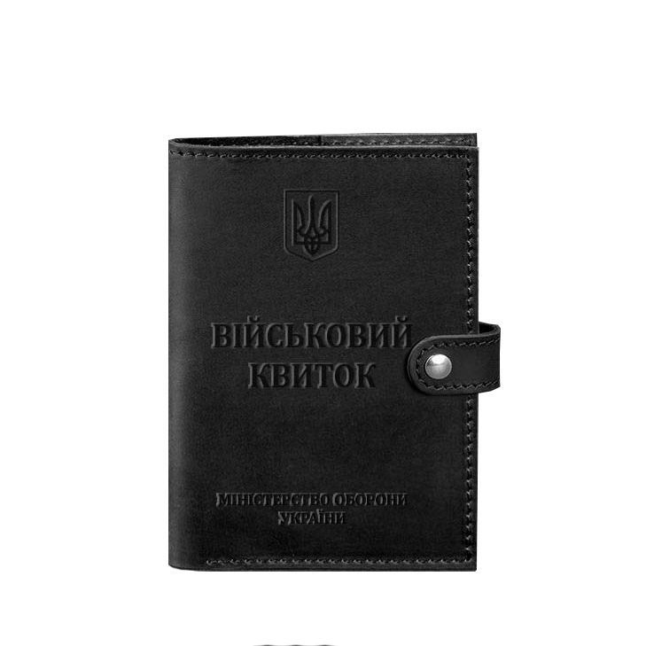 Шкіряна обкладинка-портмоне для військового квитка 15.0 чорна Crazy Horse BN-OP-15-g-kr фото