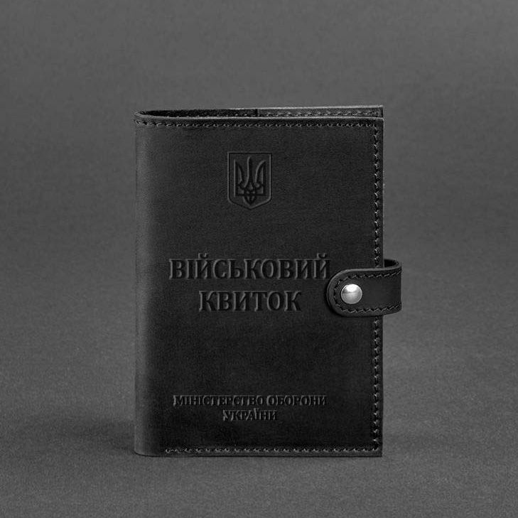 Шкіряна обкладинка-портмоне для військового квитка 15.0 чорна Crazy Horse BN-OP-15-g-kr фото