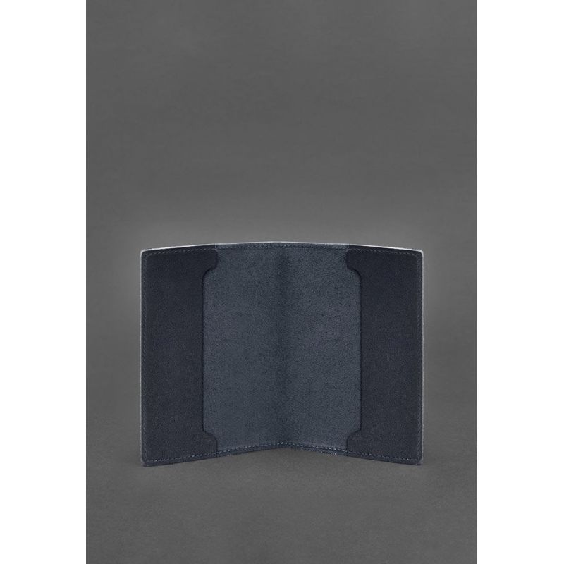 Кожаная обложка для удостоверения офицера 9.0 темно-синяя BN-OP-9-navy-blue фото